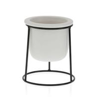 Bloempot Versa Wit Metaal Keramisch Plastic Vierkant Minimalist 10,5 x 14,5 x 10,5 cm