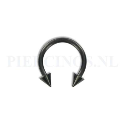 Circulair barbell zwart 1.6 mm spikes 12 mm