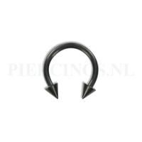 Circulair barbell zwart 1.6 mm spikes 10 mm