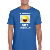 Ik ben hier niet vrijwillig t-shirt blauw heren