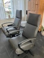 Set van 2 leren relaxfauteuils met stalen frame - antraciet kleur leer - Echt leer, Industrieel, ontdek de vele Leersoorten en Kleuren bij ShopX