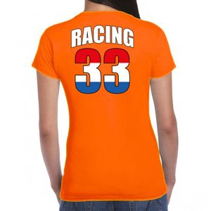 Oranje t-shirt Racing 33 supporter / race fan voor dames