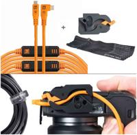 Tether Tools LeverLock & Cable Kit, Optima 10G, 31&apos; (9.2m), straight to right orange
