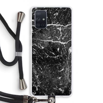 Zwart marmer: Samsung Galaxy A71 Transparant Hoesje met koord