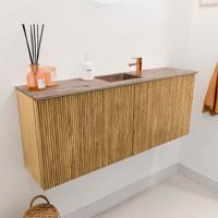Toiletmeubel Mondiaz Joya Dlux | 100 cm | Meubelkleur Oak | Faye wastafel Arena Wasbak Midden | 1 kraangat
