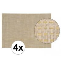 4x Placemats met geweven print beige 45 x 30 cm