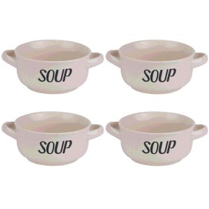 12x Creme soepkommen van aardewerk 13,5 cm 470 ml