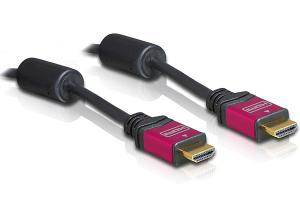 Delock 84333 HDMI-kabel HDMI Aansluitkabel HDMI-A-stekker, HDMI-A-stekker 2.00 m Rood/zwart Vergulde steekcontacten, Met Ferrietkern