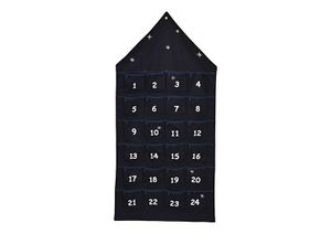 Sareva Adventskalender - met 24 vakjes - Huis - Zwart - 48 x 96 cm