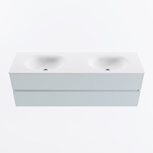 MONDIAZ VICA 150cm badmeubel onderkast Clay 2 lades. Wastafel MOON dubbel 2 kraangaten, kleur Talc.