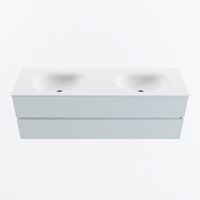 MONDIAZ VICA 150cm badmeubel onderkast Clay 2 lades. Wastafel MOON dubbel 2 kraangaten, kleur Talc.