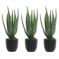 3x Groene aloe vera kunstplant 35 cm in zwarte pot - thumbnail