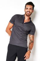 Desoto Poloshirt Navy Print Button Down Jersey Slim Fit - thumbnail