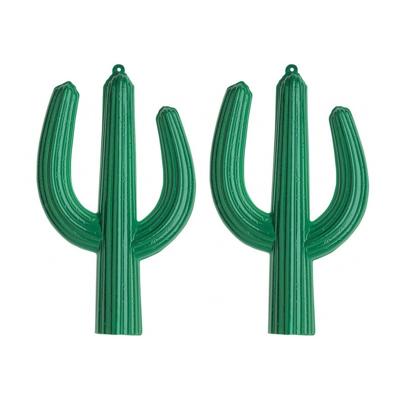 Decoratie cactus - 2x stuks - 3D - 62 x 37 cm - PVC - Mexicaanse/western thema versiering