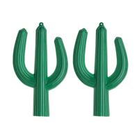 Decoratie cactus - 2x stuks - 3D - 62 x 37 cm - PVC - Mexicaanse/western thema versiering