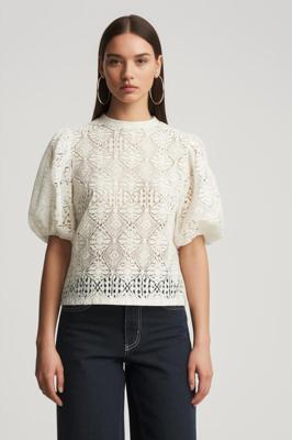 Only Onlluz S/s Puff Sleeve Top Jrs T-shirts Cloud Dancer