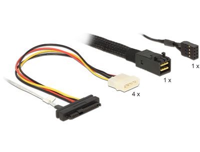 DeLOCK Mini SAS HD SFF-8643 > 4 x SAS SFF-8482 + power + Sideband adapter