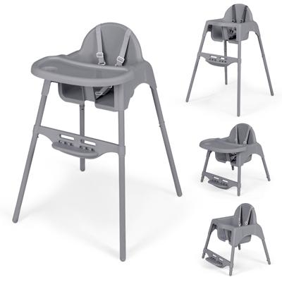Kinderstoel voor Baby's en Peuters 4-in-1 Converteerbare Stoel met Veiligheidsharnas Afneembaar Verstelbaar Dienblad en Voetensteun