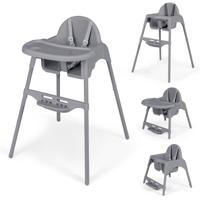 Kinderstoel voor Baby's en Peuters 4-in-1 Converteerbare Stoel met Veiligheidsharnas Afneembaar Verstelbaar Dienblad en Voetensteun