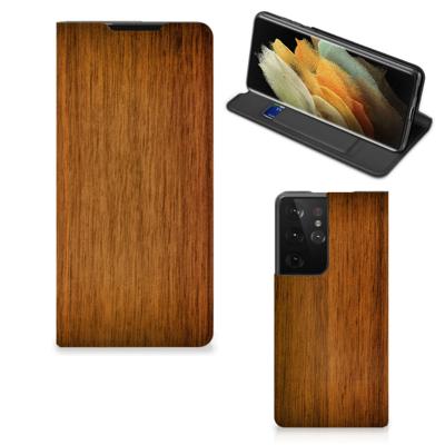 Samsung Galaxy S21 Ultra Book | Wallet Case | Donker Hout
