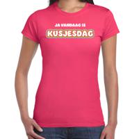 Verkleed T-shirt voor dames - kusjesdag - roze - carnaval - foute party - thumbnail