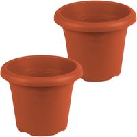 5x stuks terra cotta ronde plantenpot/bloempot kunststof diameter 26 cm - thumbnail