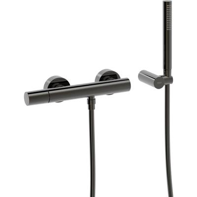 Douchekraan Tres Study | Opbouw | Mengkraan | 1-weg | hoh 15 cm | 1-knop | Rond | Zwart metallic