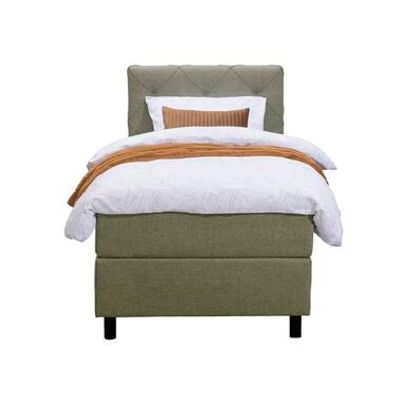 Boxspring Liv geruit - groen - 90x200 cm - ronde poot - Leen Bakker