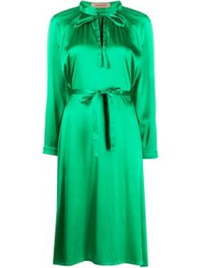 Yves Salomon robe satinée à taille nouée - Vert