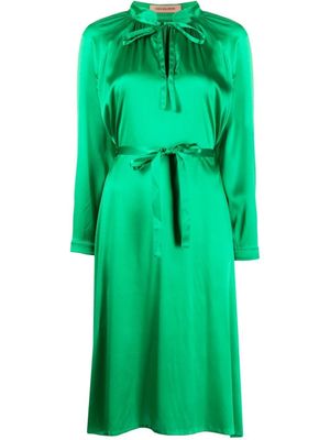 Yves Salomon robe satinée à taille nouée - Vert
