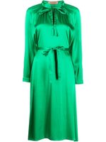 Yves Salomon robe satinée à taille nouée - Vert