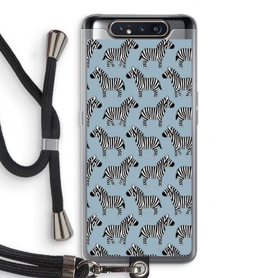 Zebra: Samsung Galaxy A80 Transparant Hoesje met koord