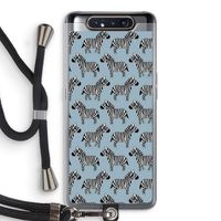 Zebra: Samsung Galaxy A80 Transparant Hoesje met koord