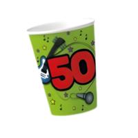 10x stuks papieren bekers party 50 jaar verjaardag groen