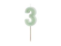 Verjaardagskaars Cijfer 3 Lichtgroen (6cm) Verjaardagskaars Cijfer 3 Lichtgroen (6cm)