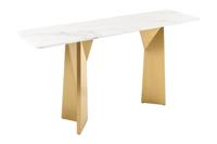 Console EXTRAVAGANCIA 140cm met champagne gouden poten en wit marmeren blad - 45936