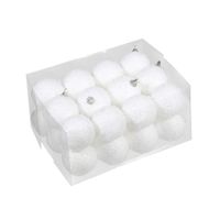 24x Kleine kunststof kerstballen met sneeuw effect wit 5 cm   -