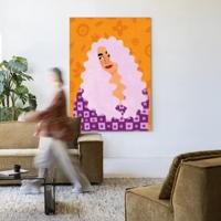 Urban Cotton Wandkleed 'Retro Girly' 80 x 110cm in Frame - black