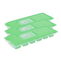 Set van 3x stuks trays met ijsklontjes/ijsblokjes vormpjes 12 vakjes kunststof groen met afsluitdeks - IJsblokjesvormen - thumbnail