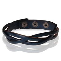 Stone Valley gevlochten leren armband Heren Donkerblauw - thumbnail