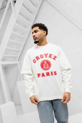 Croyez Bouclier Longsleeve Heren Gebroken Wit - Maat M - Kleur: Gebroken WitRood | Soccerfanshop