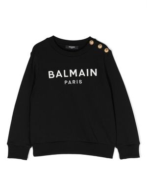 Balmain Kids sweat en coton à logo brodé - Noir