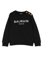 Balmain Kids sweat en coton à logo brodé - Noir - thumbnail