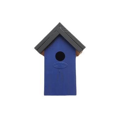 Houten vogelhuisje/nestkastje 22 cm - zwart/blauw Dhz schilderen pakket