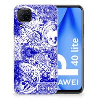 Silicone Back Case Huawei P40 Lite Angel Skull Blauw Silicone Back Case Huawei P40 Lite Angel Skull Blauw