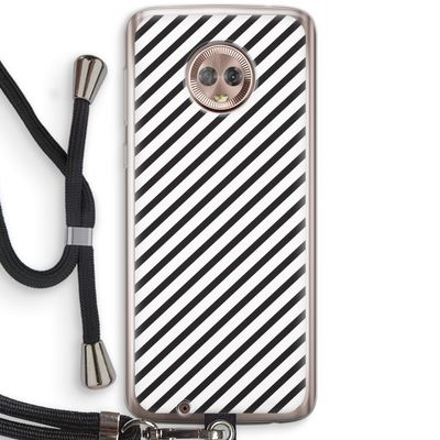 Strepen zwart-wit: Motorola Moto G6 Transparant Hoesje met koord