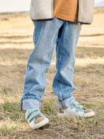 Rechte jeans voor jongens met omslag stone