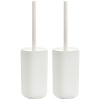 2x Stuks WC/Toiletborstel houder kunststof - wit - D9 x 35 cm - modern