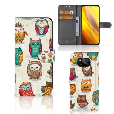 Xiaomi Poco X3 | Poco X3 Pro | Telefoonhoesje | Met pasjeshouder | Vrolijke Uilen