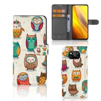 Xiaomi Poco X3 | Poco X3 Pro | Telefoonhoesje | Met pasjeshouder | Vrolijke Uilen